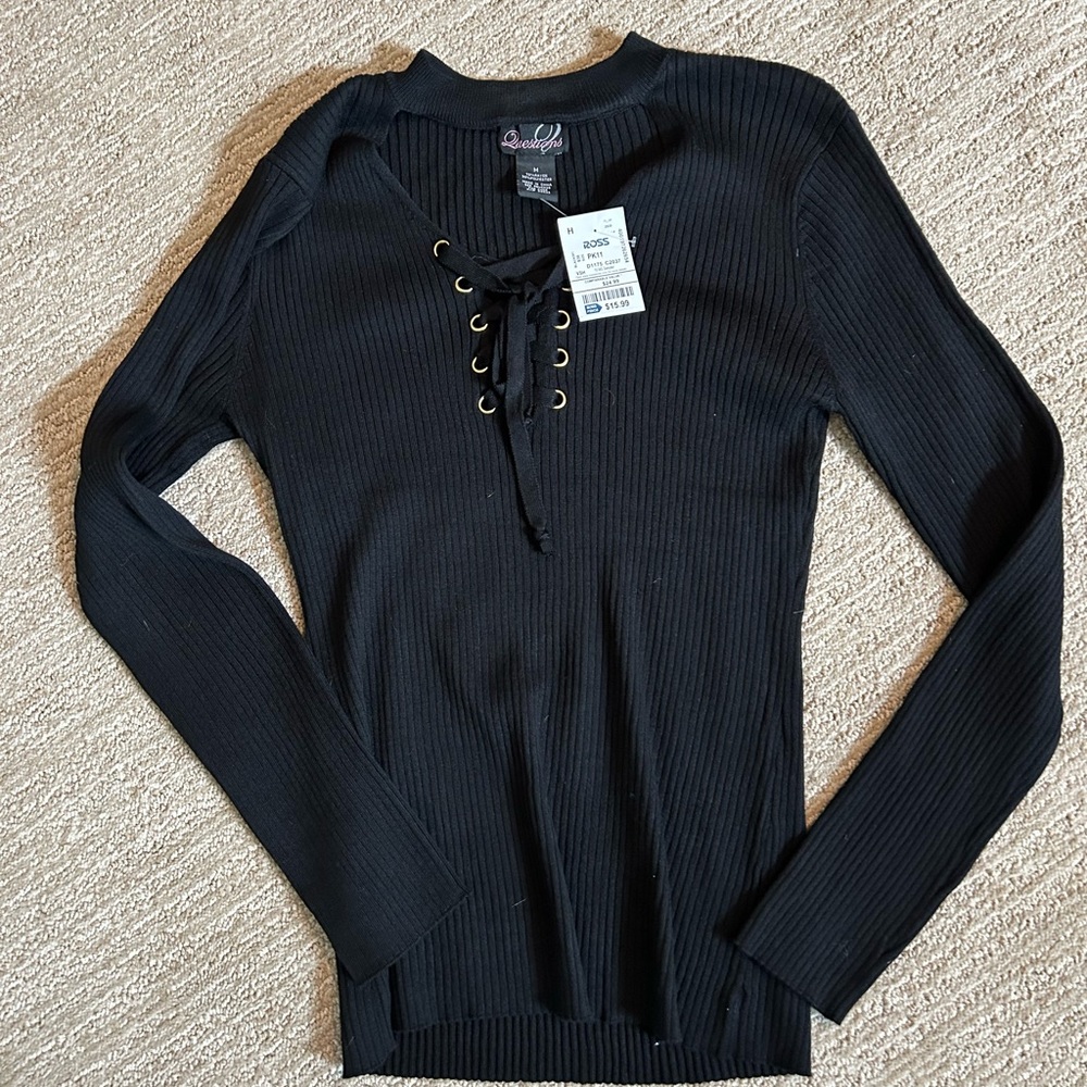 NWT black sweater with gold accent